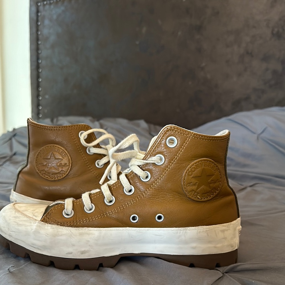 Converse All-Star size 7.5 Brown High-Top Sneakers with White Soles